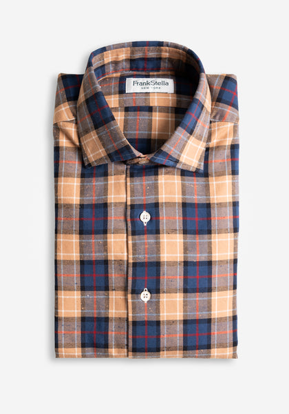 Tan/Blue Plaid Sport Shirt