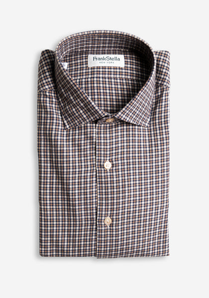Tan/Navy Check Sport Shirt