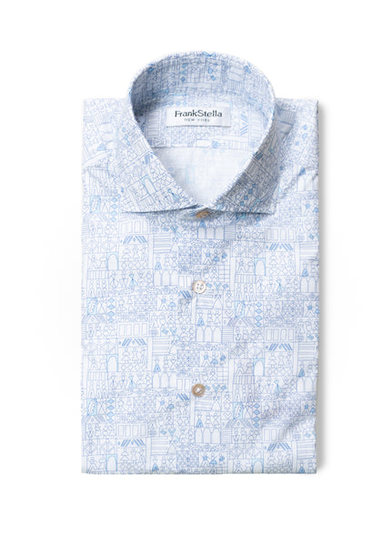Blue/White Print Shirt