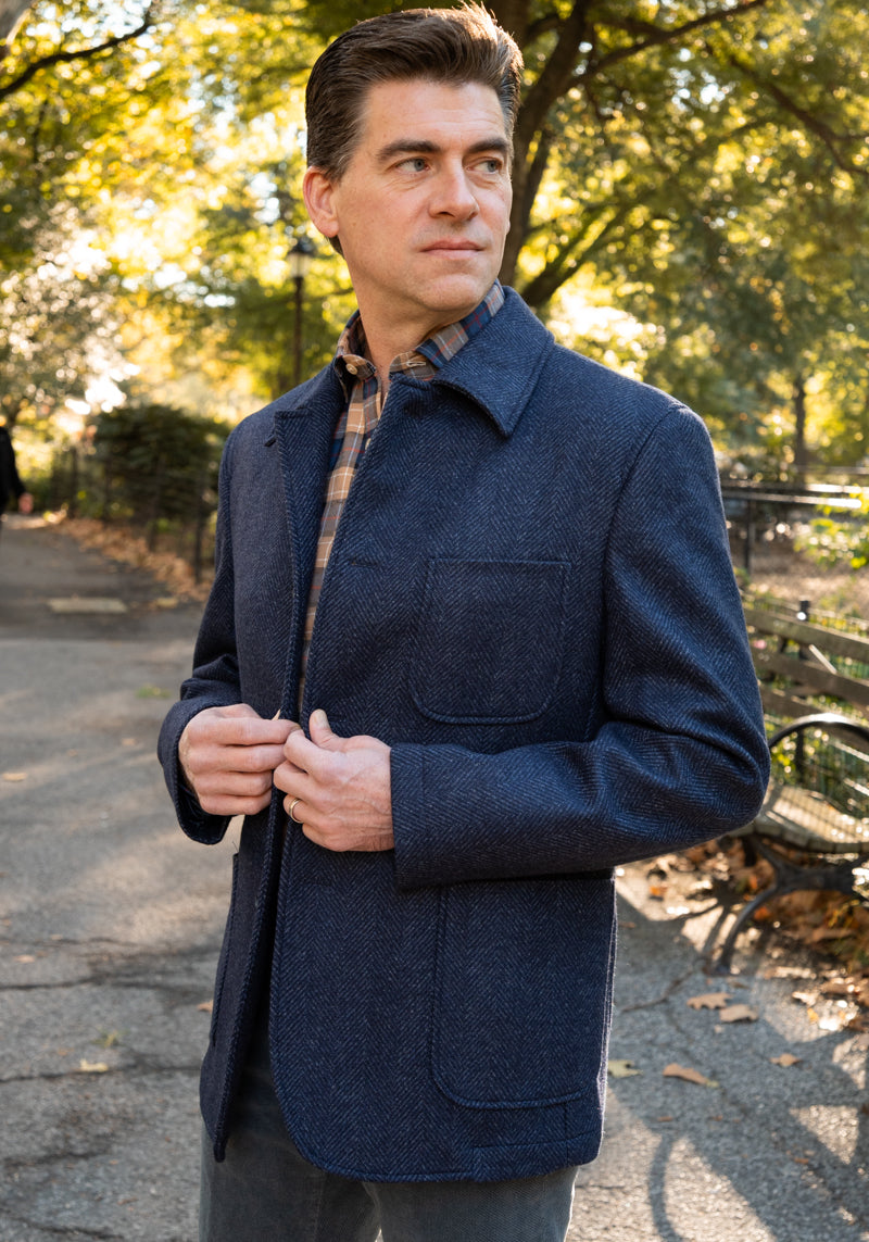 【intimite】Herringbone Shirt Jacket Herringbone Shirt Jacket – Frank Stella Clothiers