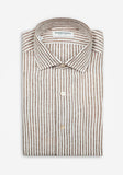 Brown Striped Linen Sport Shirt