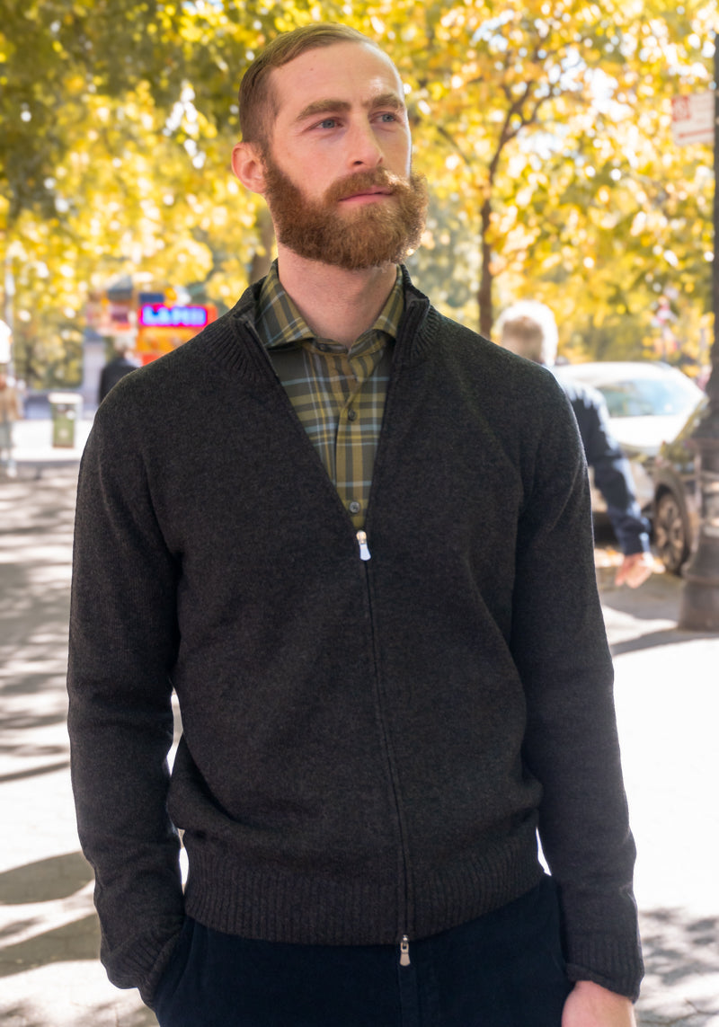 ニット/セーター arts&science Side panel big sweater long Gran Sasso Lambswool Cashmere 1/4 Zip Sweater - Frank Stella Clothiers