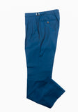 Bright Navy Cotton Twill Pleated Trousers
