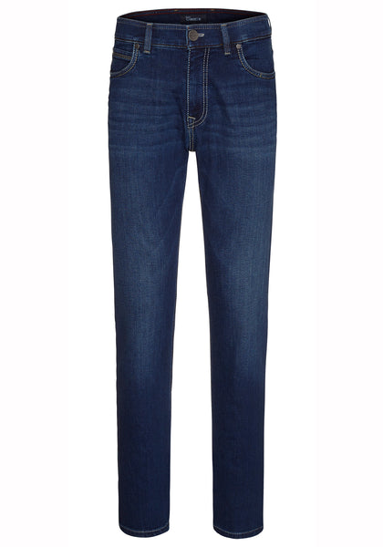 Atelier-Gardeur Superflex Denim Jean in Indigo - full length detail
