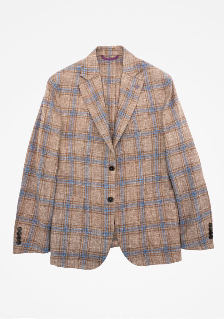 Brown and Blue Plaid Sport Coat