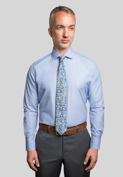 Frank Stella Blue End on End Slim Fit Dress Shirt - Frank Stella Clothiers