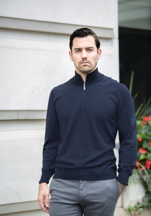 Gran Sasso Extra Fine Merino 1/4 Zip - Frank Stella Clothiers