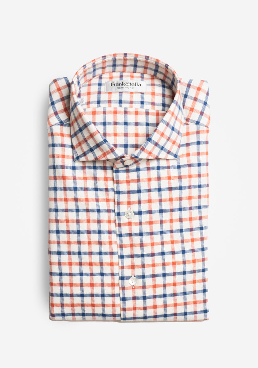 Blue/Orange Check Flannel Shirt