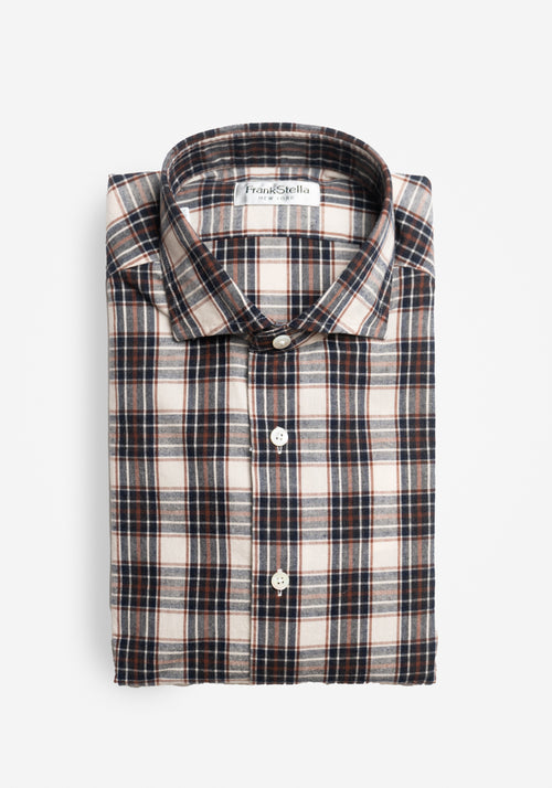 Cream/Black Plaid Flannel Shirt