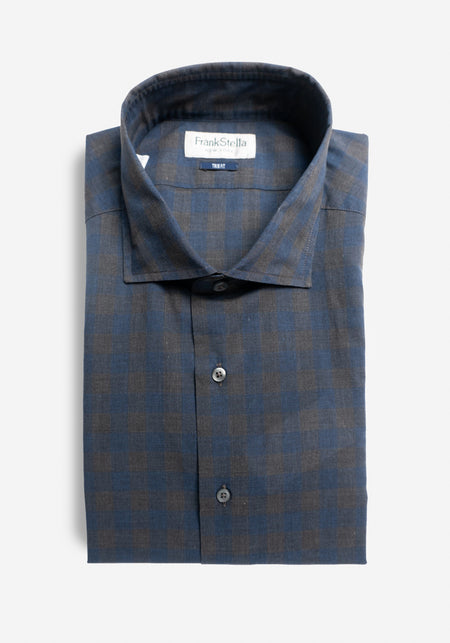 Brown/Cream/Navy Check Sport Shirt