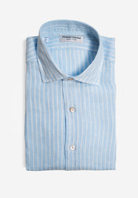 Light Blue Striped Linen Shirt