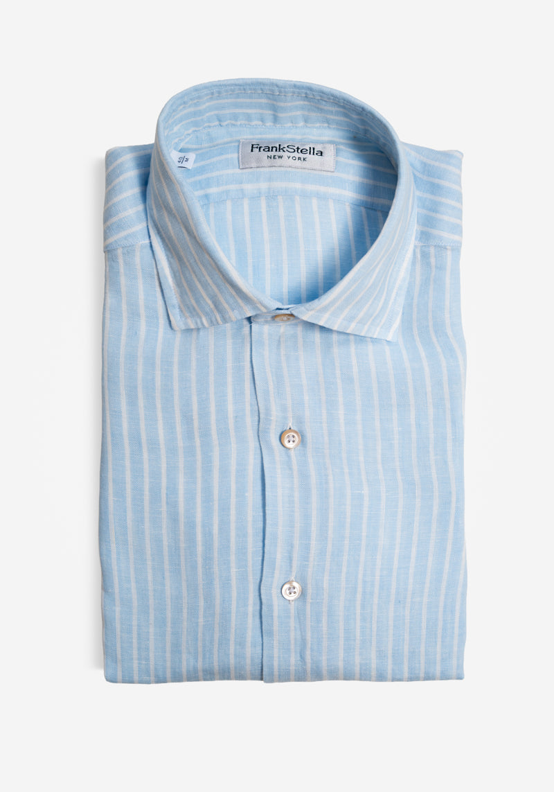 Light Blue Striped Linen Shirt