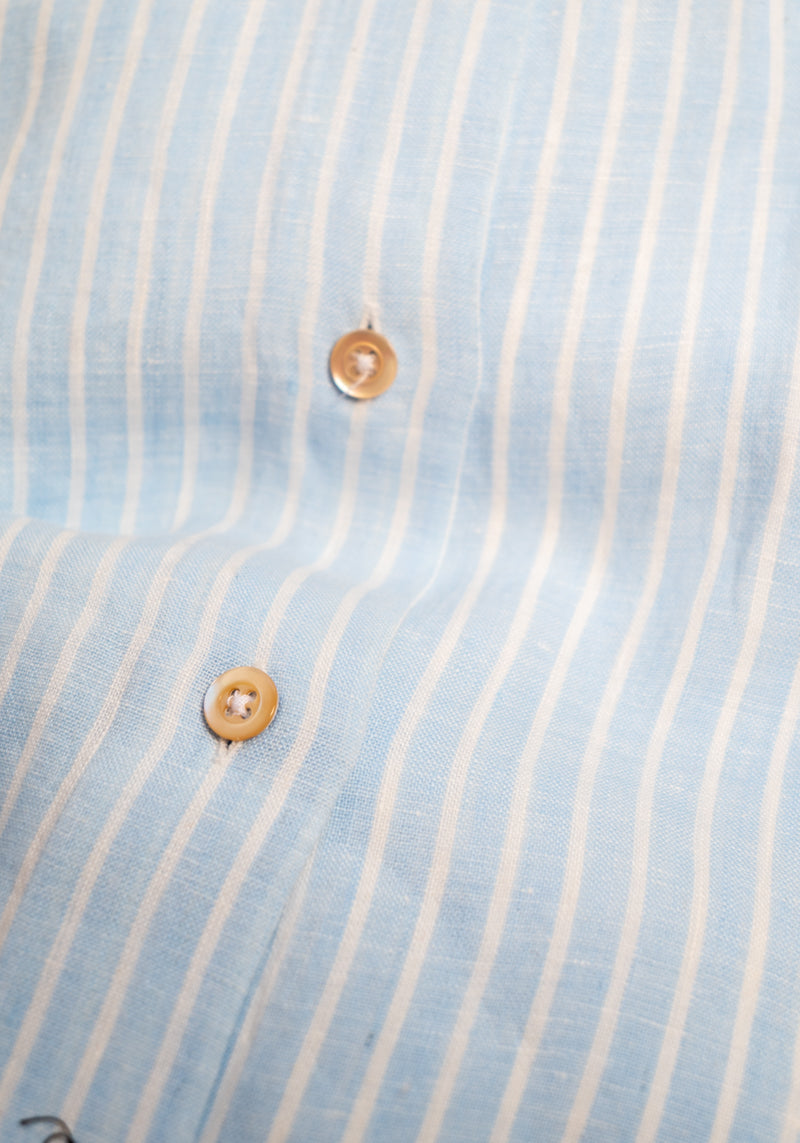 Light Blue Striped Linen Shirt