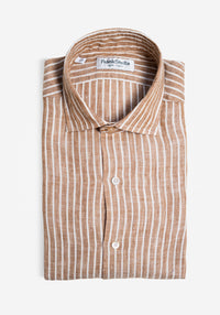 Brown Striped Linen Shirt