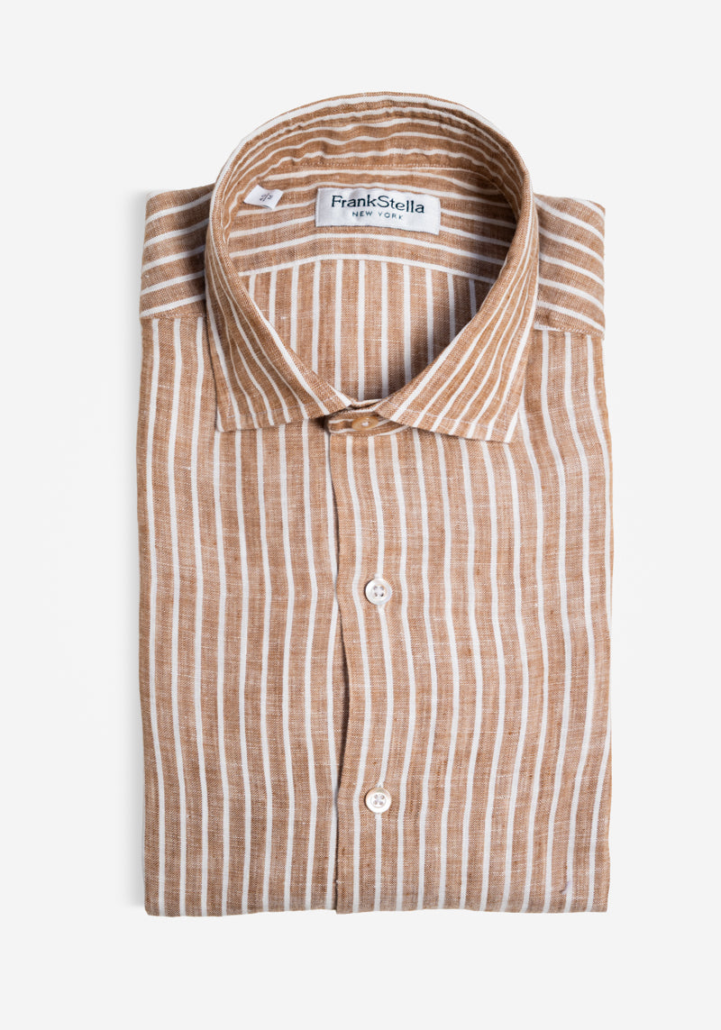 Brown Striped Linen Shirt
