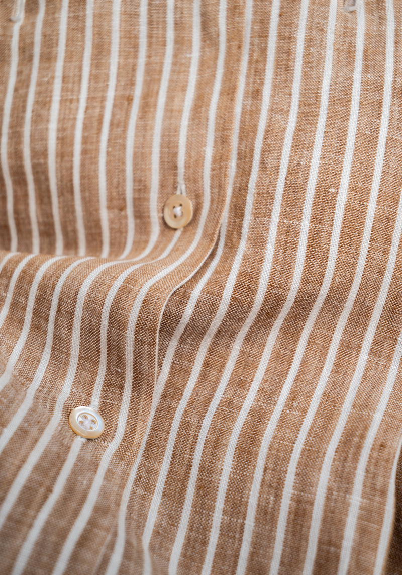 Brown Striped Linen Shirt