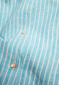 Aqua Striped Linen Shirt