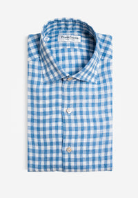 Blue Gingham Linen Shirt