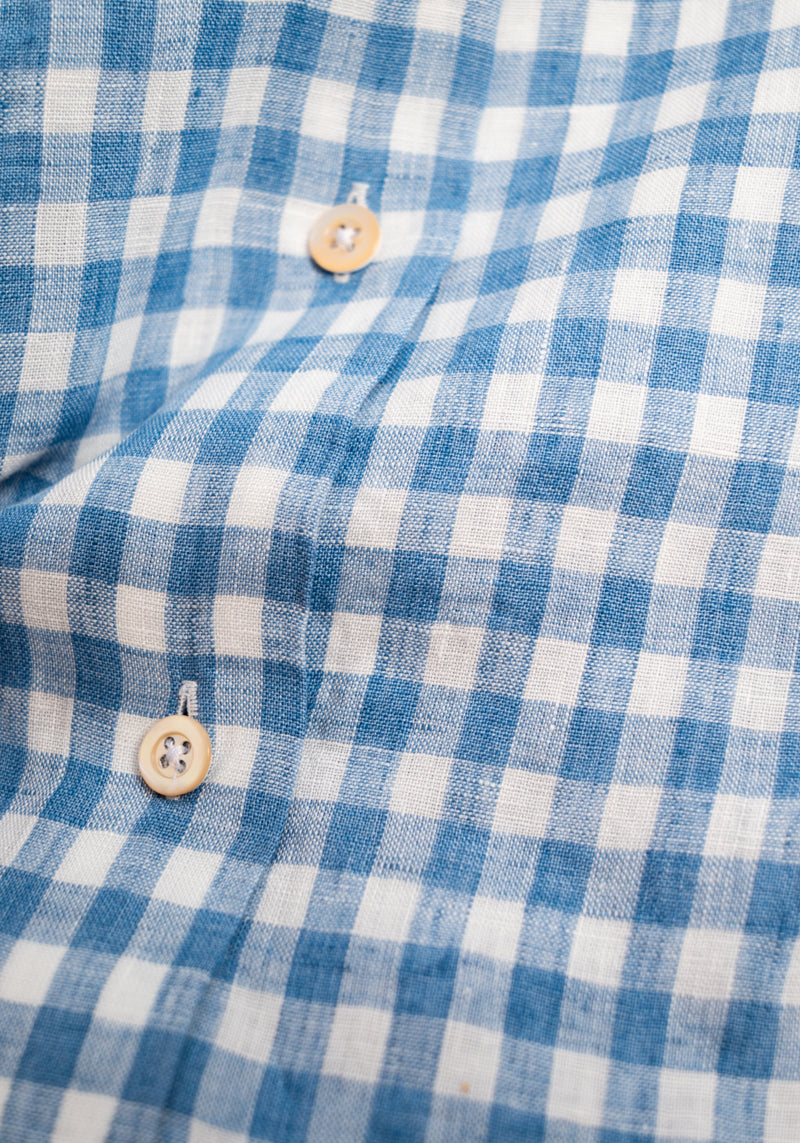 Blue Gingham Linen Shirt