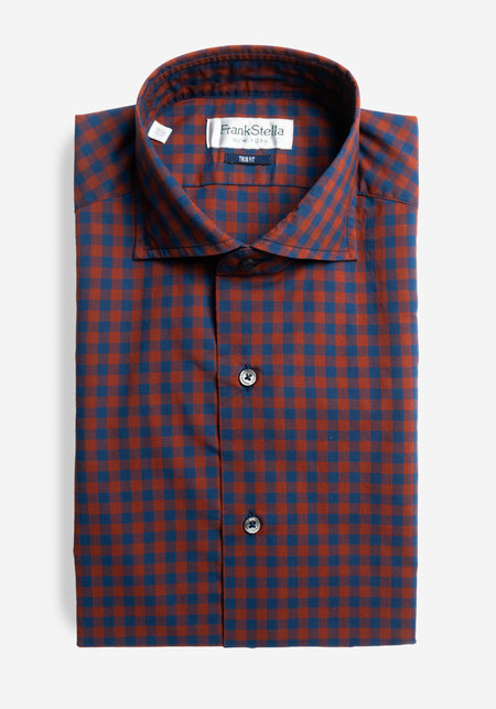 Brown/Cream/Navy Check Sport Shirt