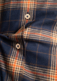 Navy Orange Plaid Sport Shirt