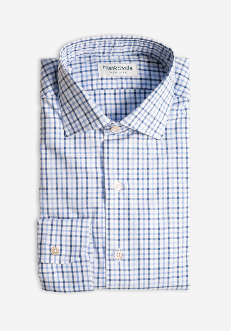 Navy Blue Check Sport Shirt