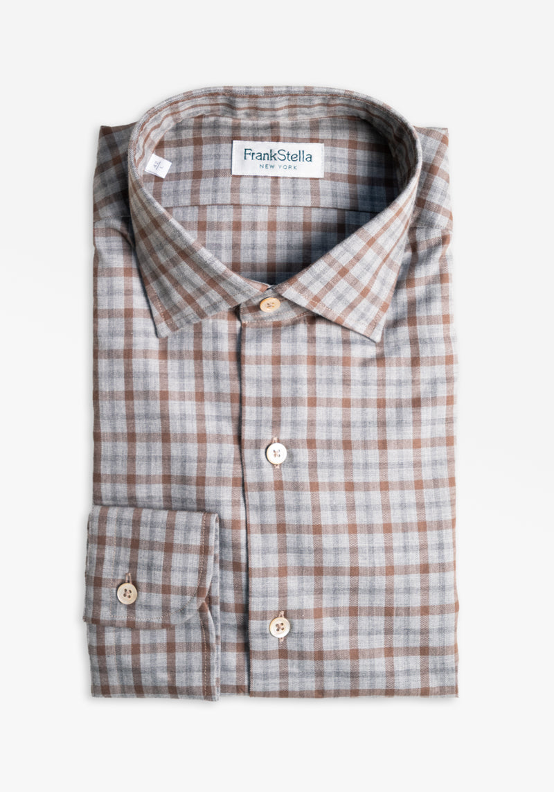 Brown/Grey Check Sport Shirt