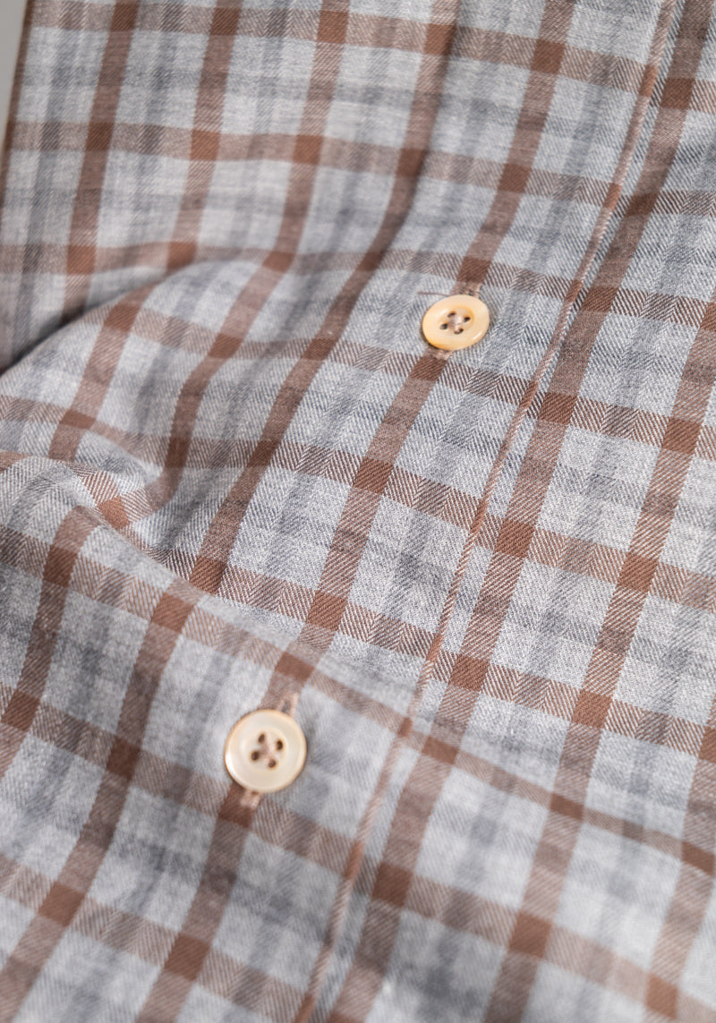 Brown/Grey Check Sport Shirt