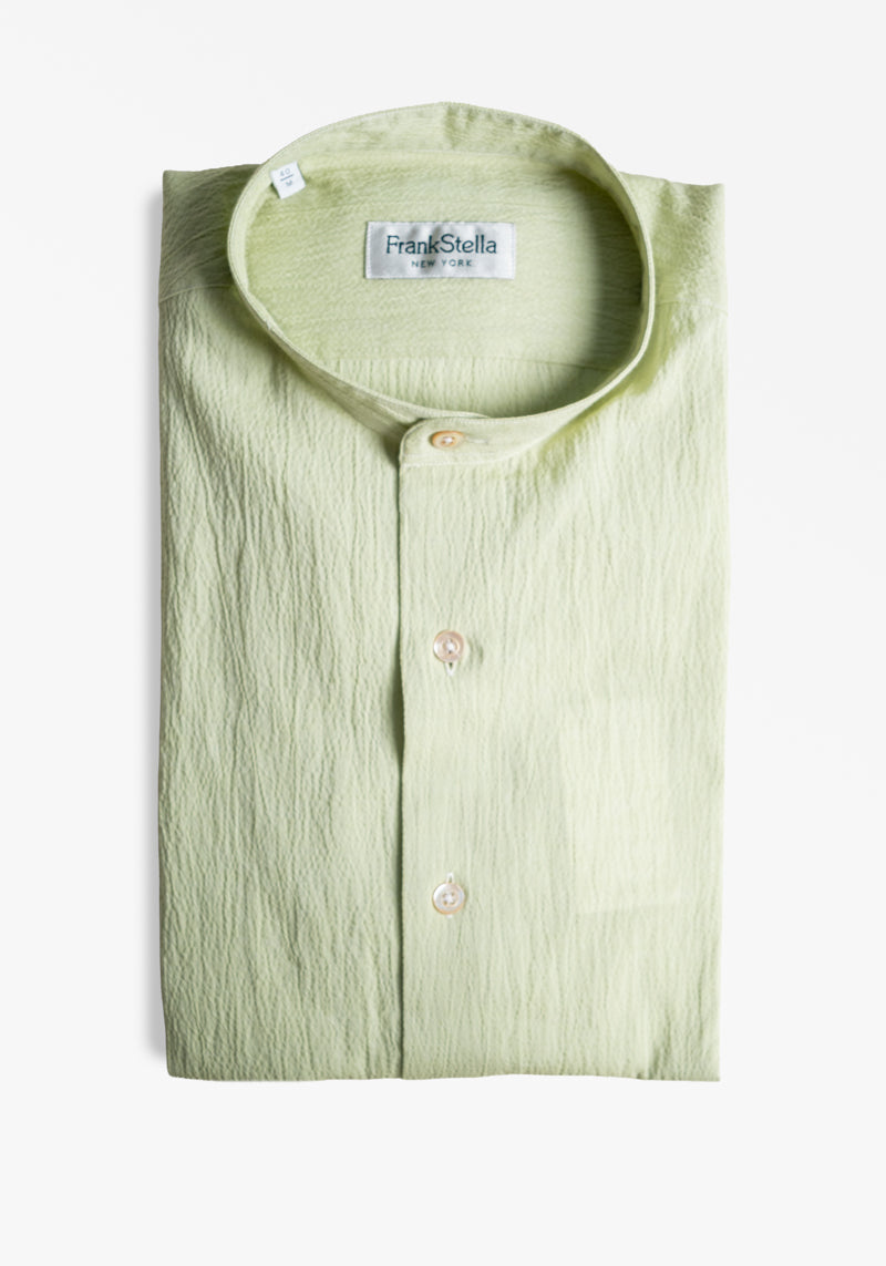 Avocado Seersucker Stand Collar Shirt