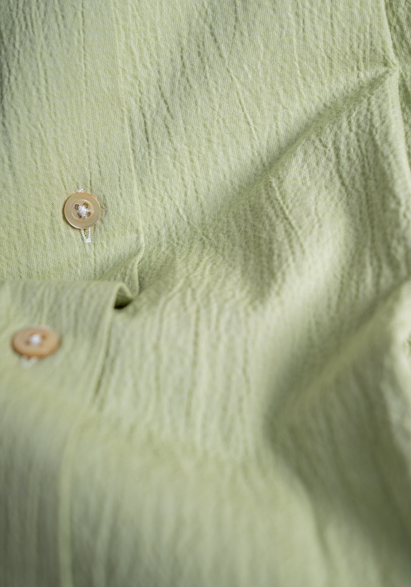 Avocado Seersucker Stand Collar Shirt