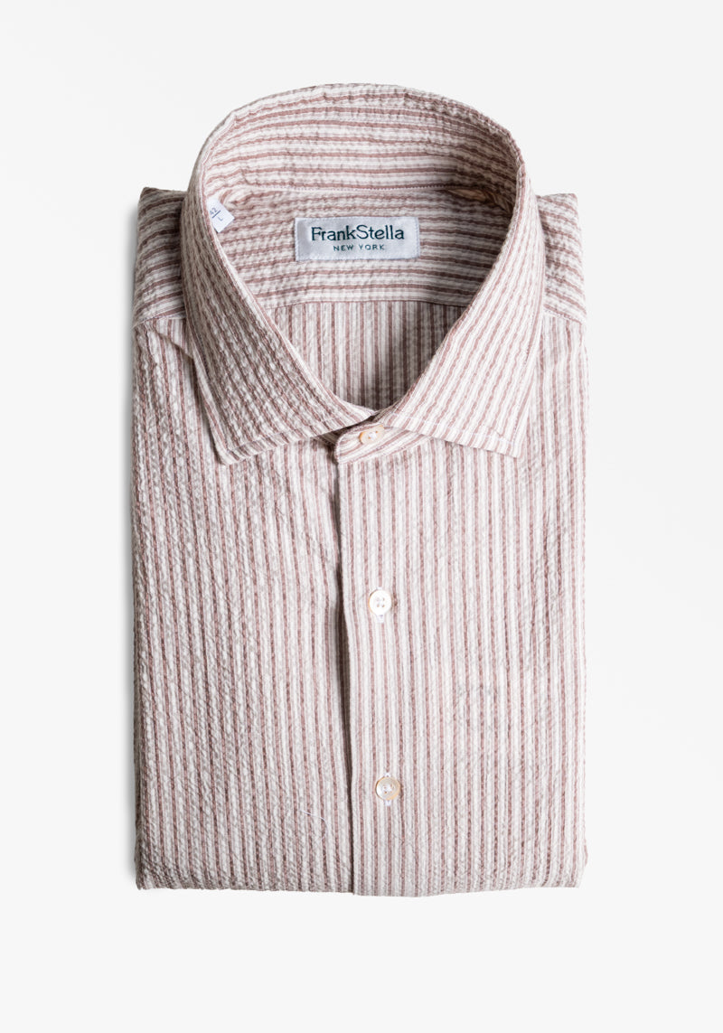 Brown Stripe Seersucker Shirt