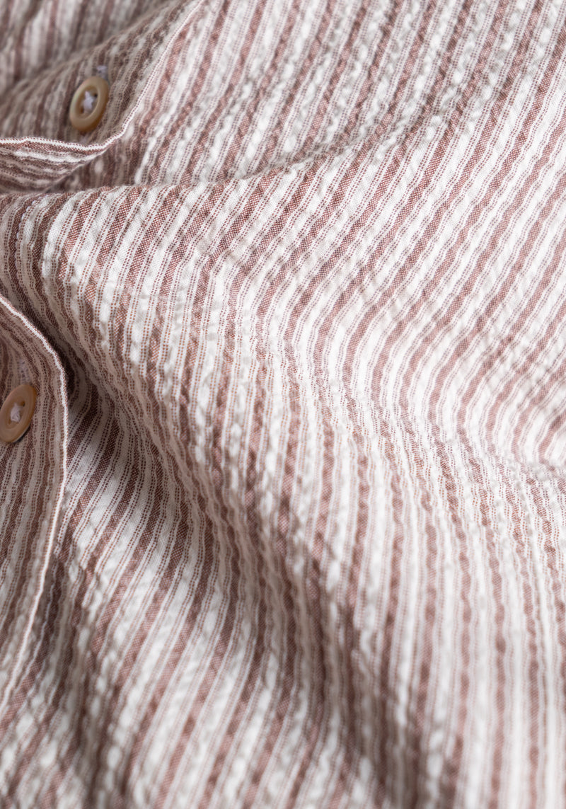 Brown Stripe Seersucker Shirt