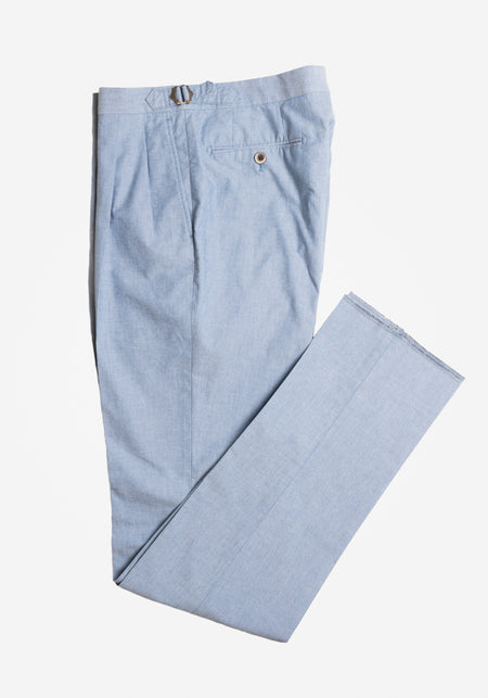 Khaki Cotton Twill Pleated Trousers