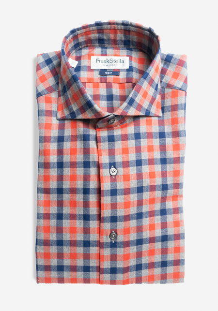 Brown/Cream/Navy Check Sport Shirt