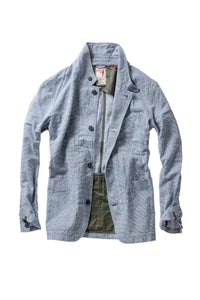 Light blue jacket with a collar on a white background