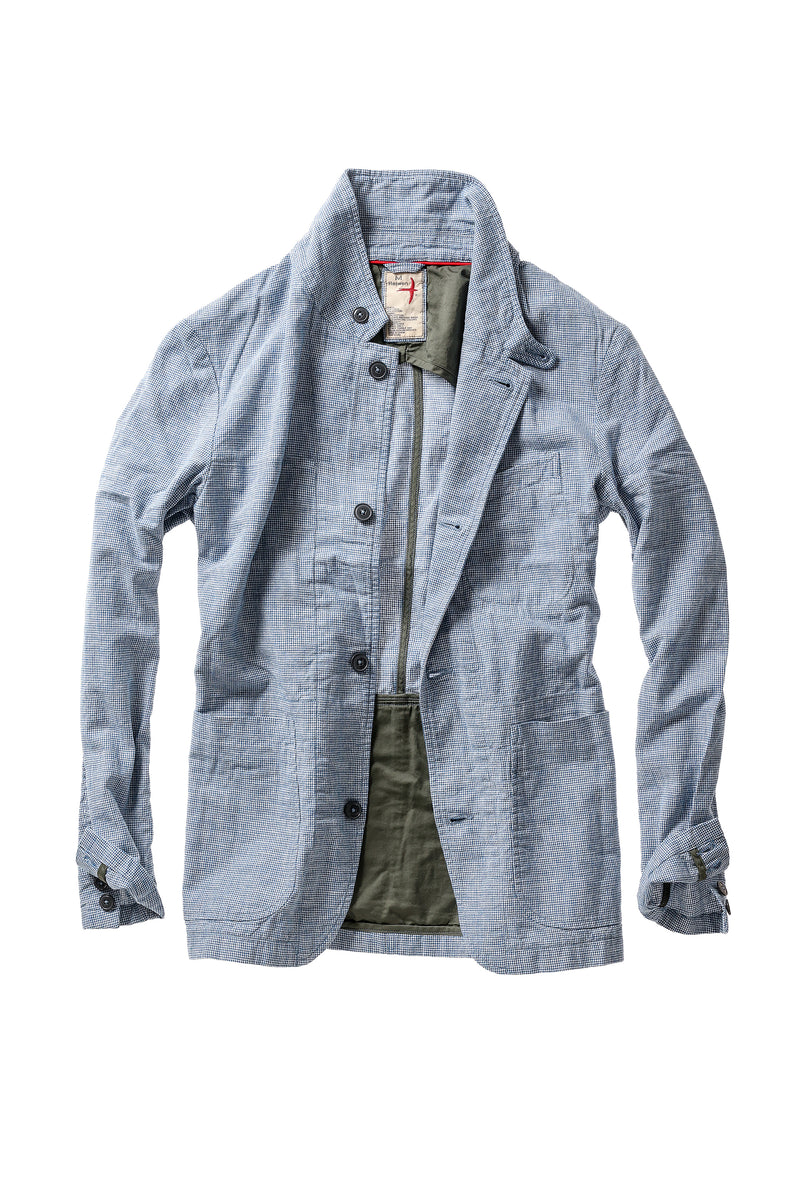 Light blue jacket with a collar on a white background