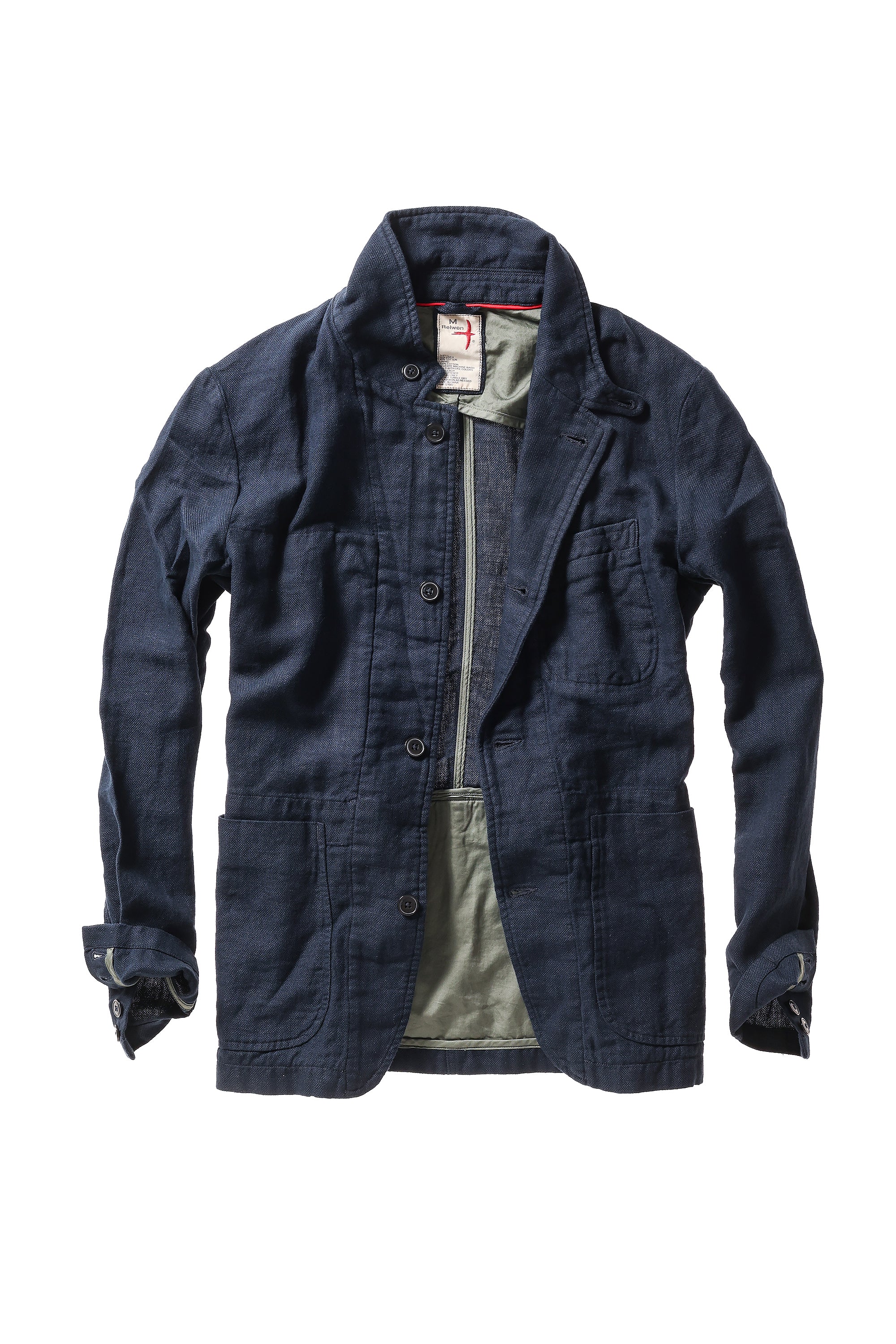 Blue denim jacket on a white background