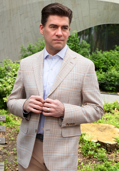Tan & Blue Plaid Sport Coat