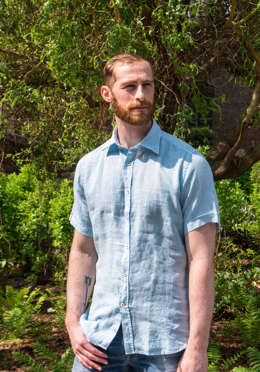 Pure Linen Short Sleeve Shirt – Frank Stella Clothiers