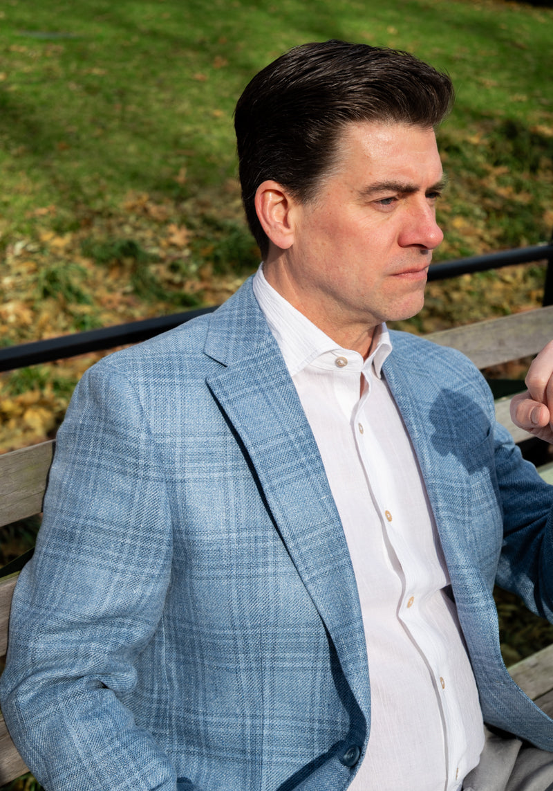 Light Blue Plaid Sport Coat