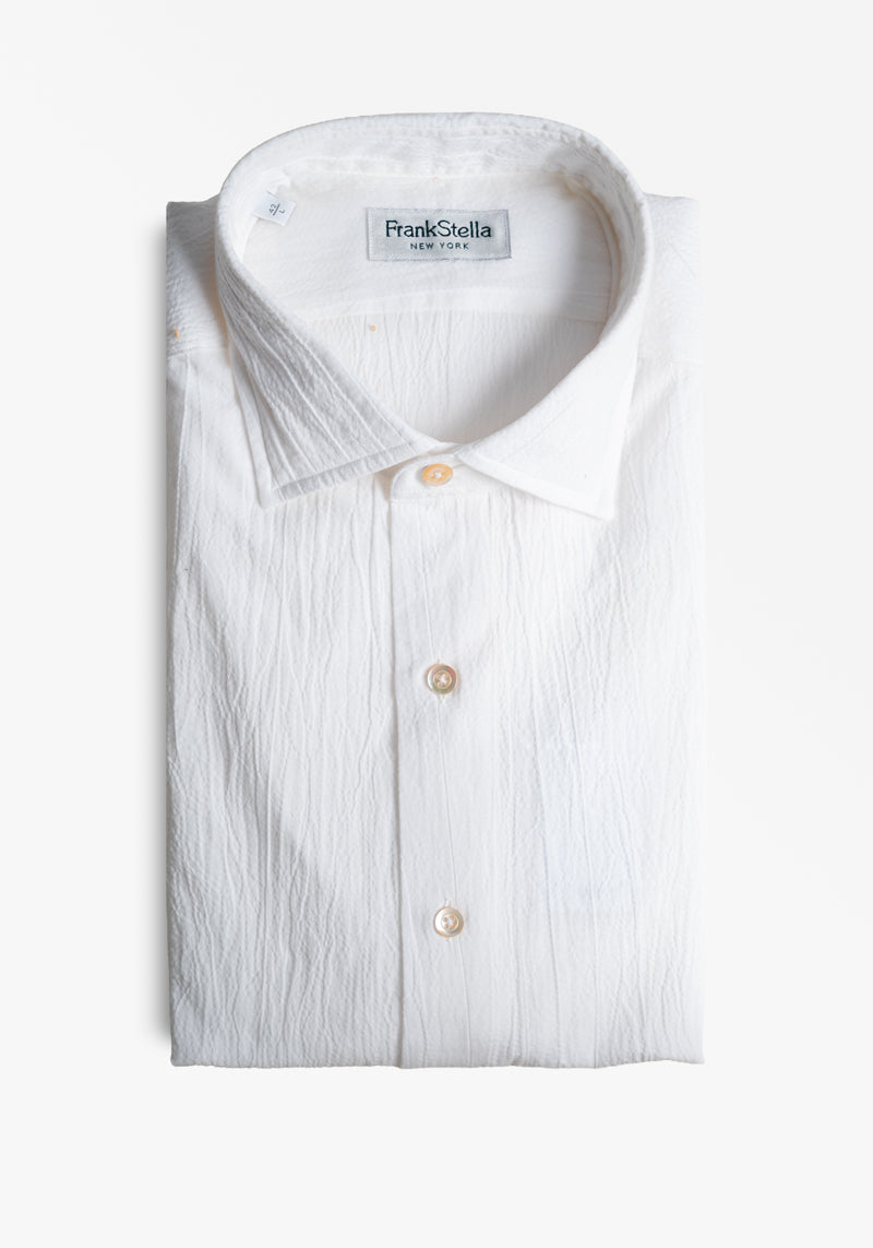 Cream Crinkle Seersucker Shirt