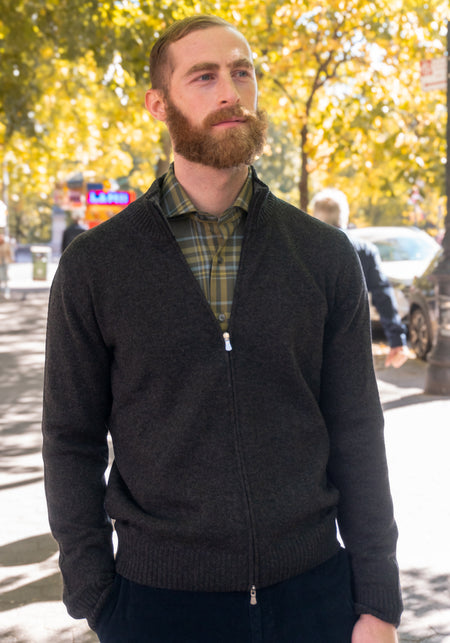 Brown/Cream/Navy Check Sport Shirt