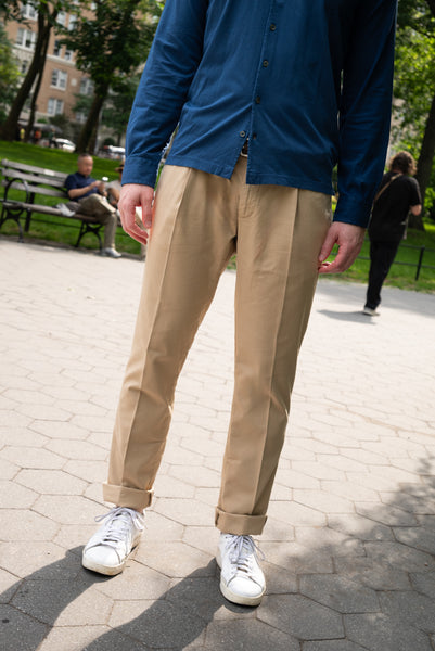 Cotton Canvas Pleated Pant