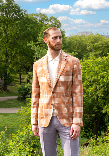 Blue and White Plaid Sport Coat