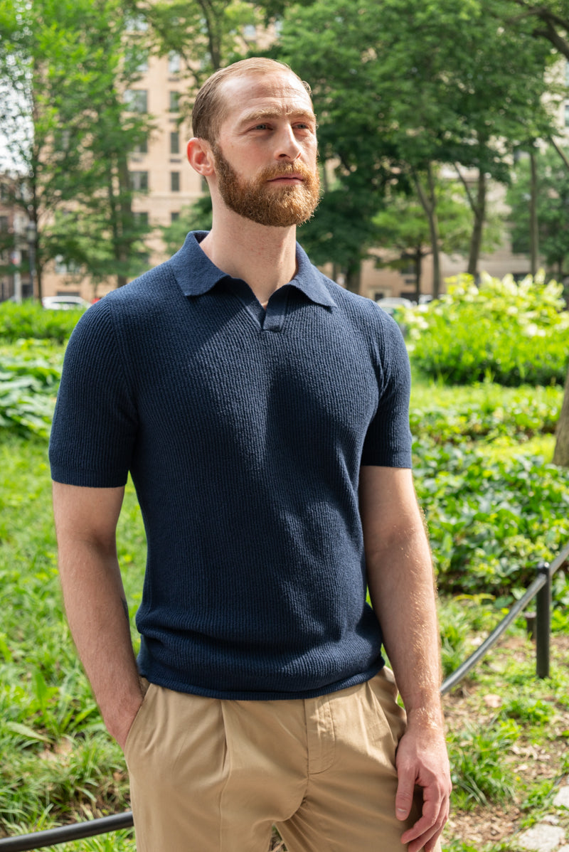 Ribbed Terry Cloth Polo