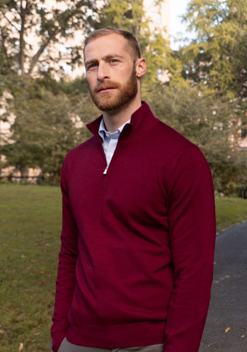 Vintage Wash Merino 1/4 Zip Sweater