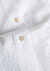 White Seersucker Stand Collar Shirt