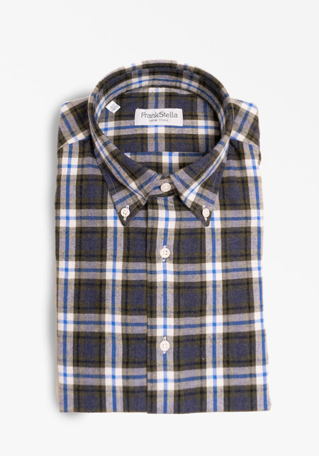 Grey/Navy Plaid Flannel Shirt