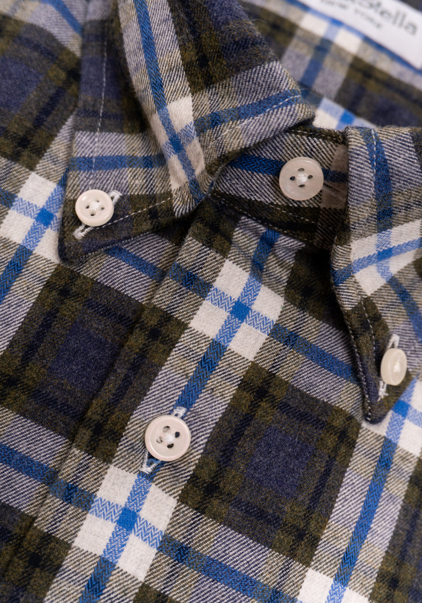 Frank Stella Blue & Green Plaid Shirt