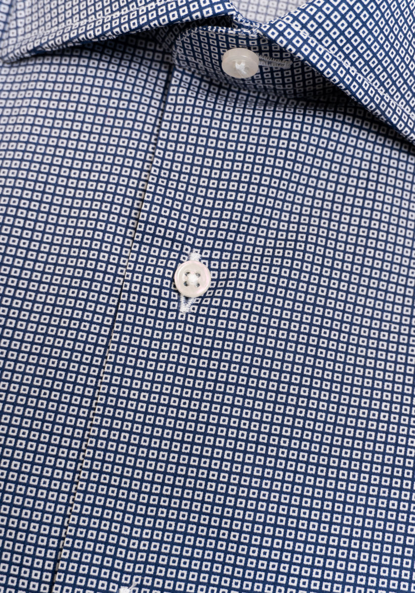 Navy Square Pattern Shirt